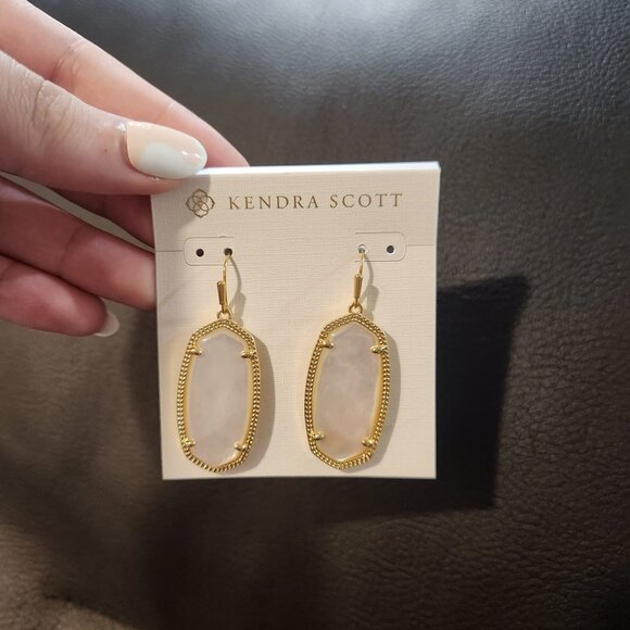 Elle Gold Drop Earrings in Ivory Mother-of-Pearl - Picture 1 of 3